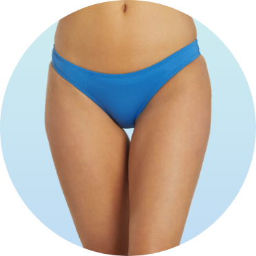 Women's blue swim bikini bottom from the Official Online Shop of U.S. Masters Swimming. Ideal for competitive and recreational swimming, offering comfort and style.