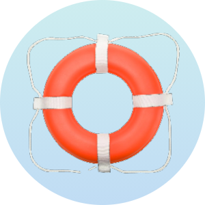 Orange life ring buoy with white straps, ideal for swimming safety and emergency rescue. Essential swimming equipment for pool and open water safety.