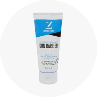 Tube of sport performance sun barrier sunscreen with SPF 45, designed for outdoor swimming protection. White and blue packaging with black accents, 3 fluid ounces.