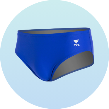 Blue men's swim brief with a minimalist design, ideal for competitive swimming. Features durable fabric and a comfortable fit for optimal performance in the pool.